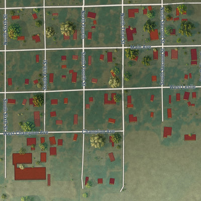 Close-up of the map of Gillett, Arkansas print showing street and building detail