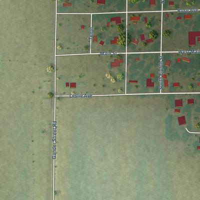 Second close-up of the map of Gillett, Arkansas print showing more streets and buildings