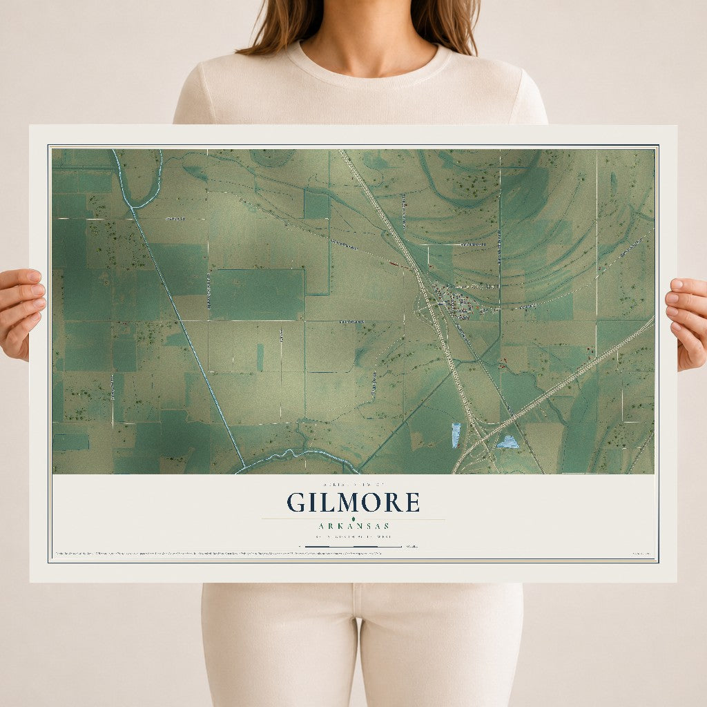 Map of Gilmore, Arkansas, 18 x 24 inch unframed archival matte print