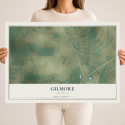 Map of Gilmore, Arkansas, 18 x 24 inch unframed archival matte print