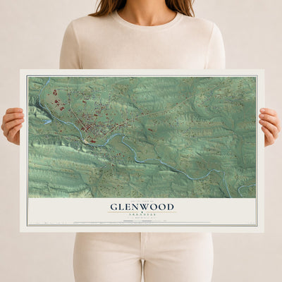 Map of Glenwood, Arkansas, 12 x 18 inch unframed archival matte print
