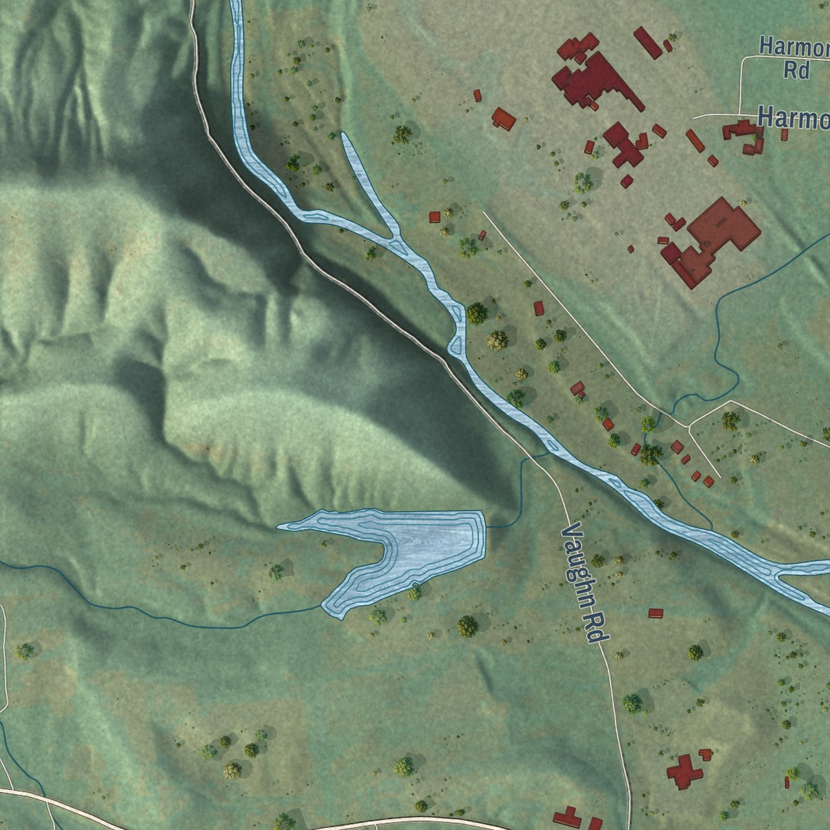 Second close-up of the map of Glenwood, Arkansas print showing more streets and buildings