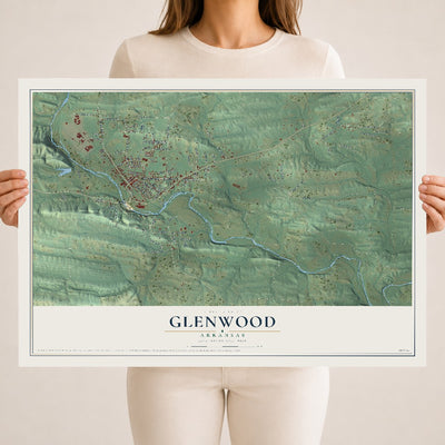 Map of Glenwood, Arkansas, 18 x 24 inch unframed archival matte print