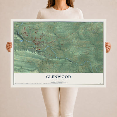 Map of Glenwood, Arkansas, 24 x 36 inch unframed archival matte print