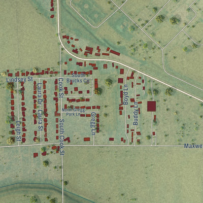 Second close-up of the map of Gosnell, Arkansas print showing more streets and buildings