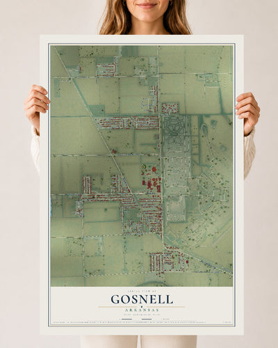 Map of Gosnell, Arkansas, 24 x 36 inch unframed archival matte print