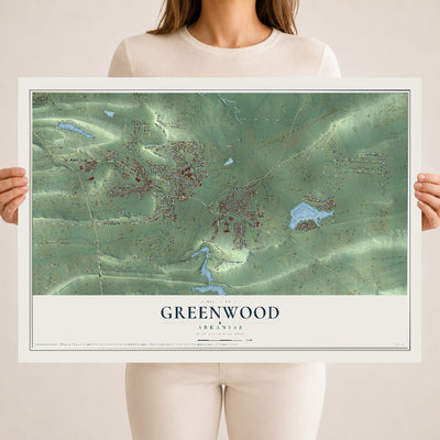 Map of Greenwood, Arkansas, 18 x 24 inch unframed archival matte print