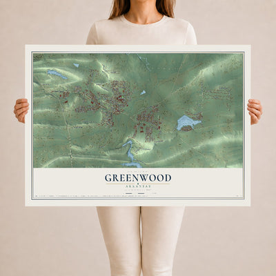 Map of Greenwood, Arkansas, 24 x 36 inch unframed archival matte print