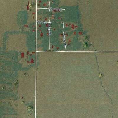 Close-up of the map of Gregory, Arkansas print showing street and building detail