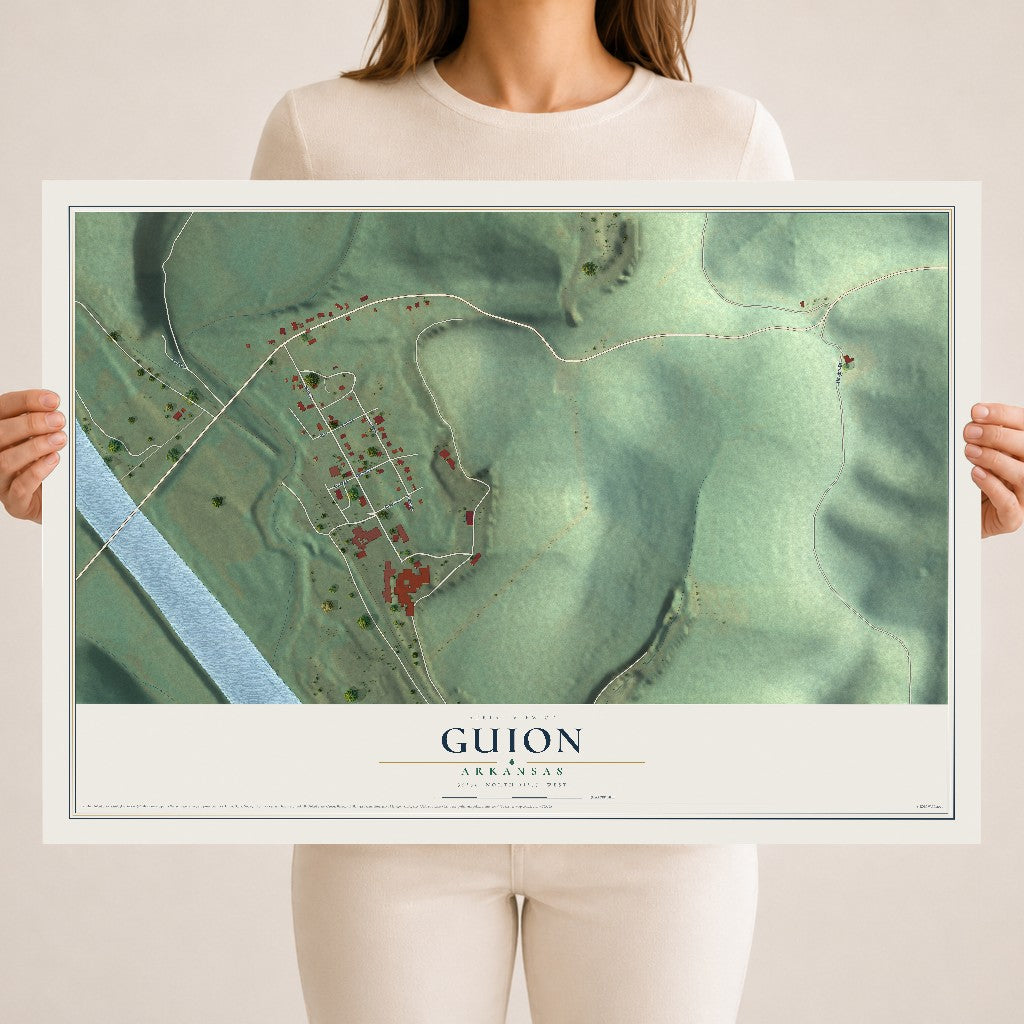 Map of Guion, Arkansas, 18 x 24 inch unframed archival matte print