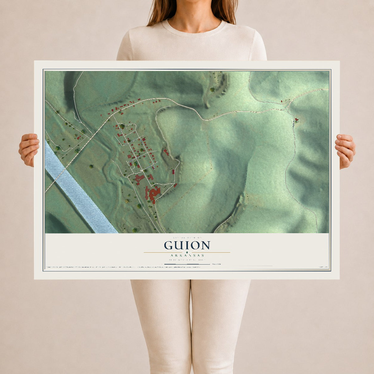 Map of Guion, Arkansas, 24 x 36 inch unframed archival matte print