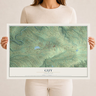 Map of Guy, Arkansas, 12 x 18 inch unframed archival matte print