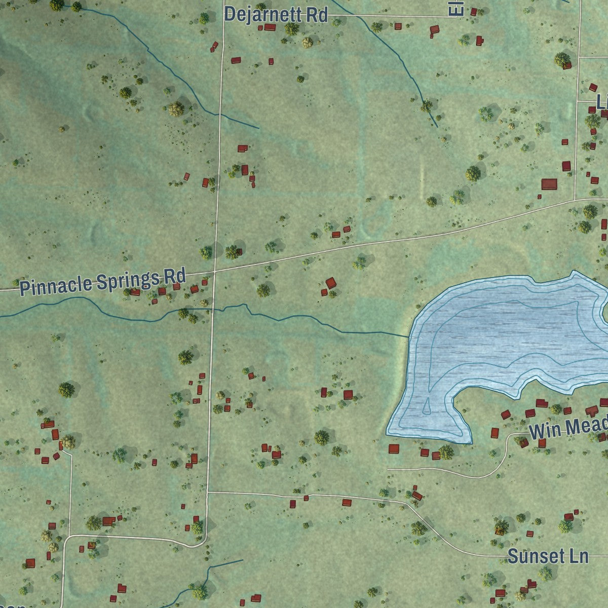 Second close-up of the map of Guy, Arkansas print showing more streets and buildings