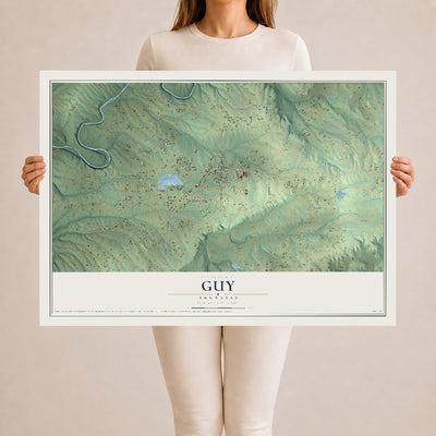 Map of Guy, Arkansas, 24 x 36 inch unframed archival matte print