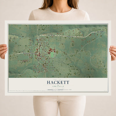 Map of Hackett, Arkansas, 18 x 24 inch unframed archival matte print
