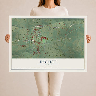 Map of Hackett, Arkansas, 24 x 36 inch unframed archival matte print