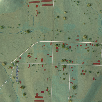 Close-up of the map of Hagarville, Arkansas print showing street and building detail
