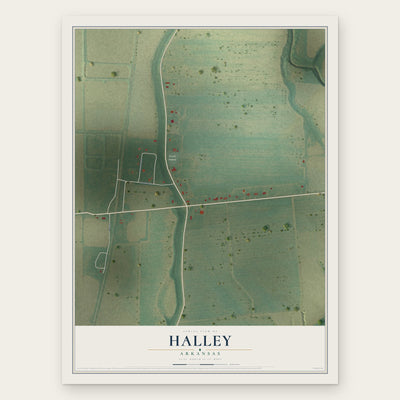 Halley, Arkansas map print, the full design