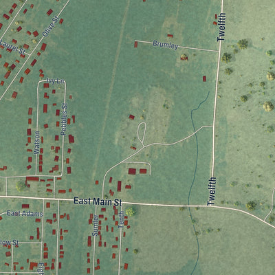 Second close-up of the map of Hampton, Arkansas print showing more streets and buildings