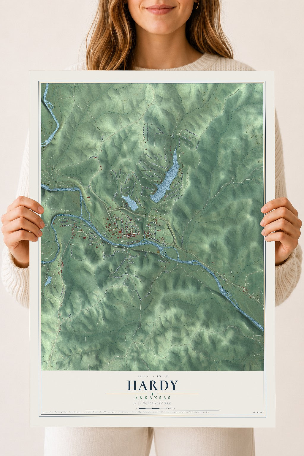 Map of Hardy, Arkansas, 18 x 24 inch unframed archival matte print