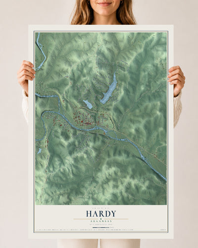 Map of Hardy, Arkansas, 24 x 36 inch unframed archival matte print