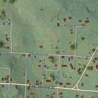 Second close-up of the map of Hartford, Arkansas print showing more streets and buildings