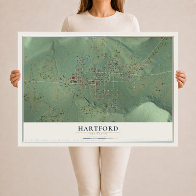 Map of Hartford, Arkansas, 24 x 36 inch unframed archival matte print