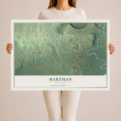 Map of Hartman, Arkansas, 24 x 36 inch unframed archival matte print