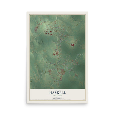 Map of Haskell, Arkansas, 12 x 18 inch unframed archival matte print
