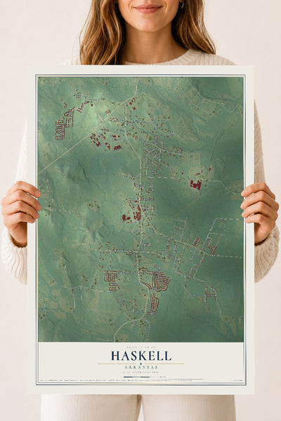 Map of Haskell, Arkansas, 18 x 24 inch unframed archival matte print