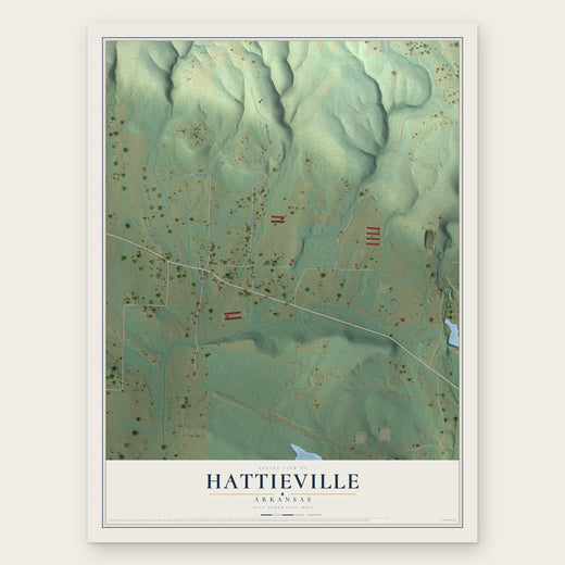 Hattieville, Arkansas map print, the full design