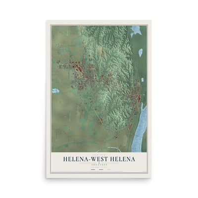 Map of Helena-West Helena, Arkansas, 12 x 18 inch unframed archival matte print