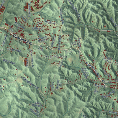 Close-up of the map of Helena-West Helena, Arkansas print showing street and building detail
