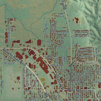 Second close-up of the map of Helena-West Helena, Arkansas print showing more streets and buildings
