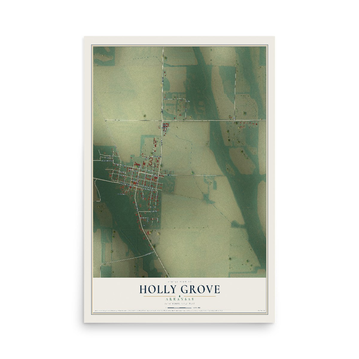 Map of Holly Grove, Arkansas, 12 x 18 inch unframed archival matte print