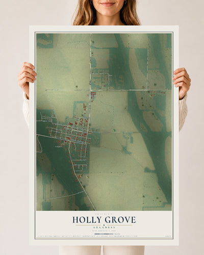 Map of Holly Grove, Arkansas, 24 x 36 inch unframed archival matte print
