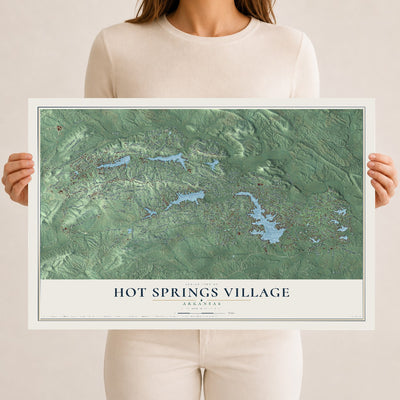 Map of Hot Springs Village, Arkansas, 12 x 18 inch unframed archival matte print