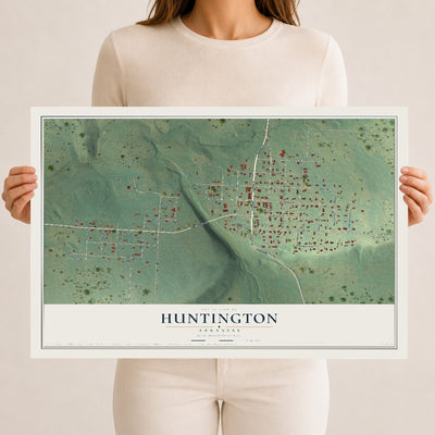 Map of Huntington, Arkansas, 12 x 18 inch unframed archival matte print