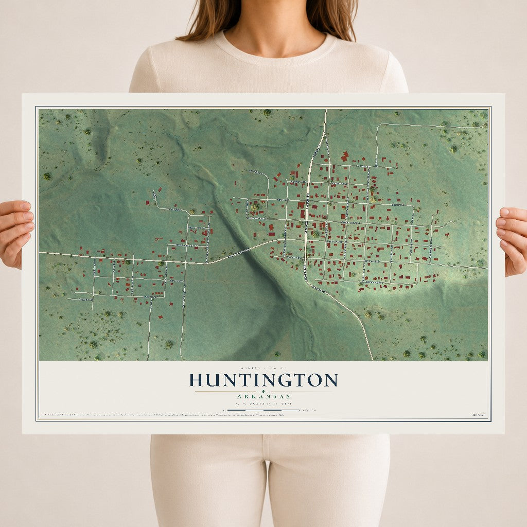 Map of Huntington, Arkansas, 18 x 24 inch unframed archival matte print
