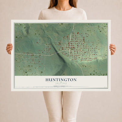 Map of Huntington, Arkansas, 24 x 36 inch unframed archival matte print