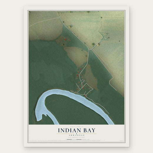 Indian Bay, Arkansas map print, the full design