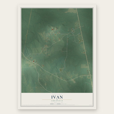 Ivan, Arkansas map print, the full design