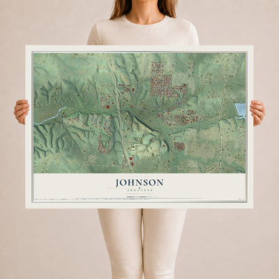 Map of Johnson, Arkansas, 24 x 36 inch unframed archival matte print