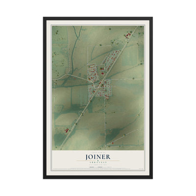 Map of Joiner, Arkansas, 12 x 18 inch print in a black wood frame