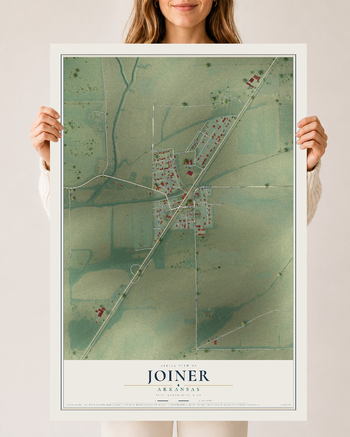 Map of Joiner, Arkansas, 24 x 36 inch unframed archival matte print