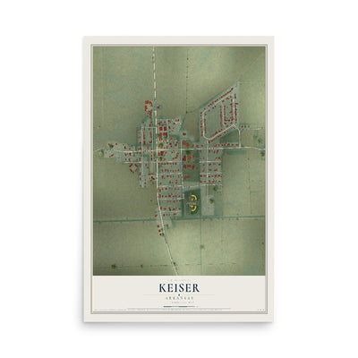 Map of Keiser, Arkansas, 12 x 18 inch unframed archival matte print