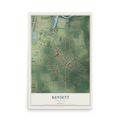 Map of Kensett, Arkansas, 12 x 18 inch unframed archival matte print