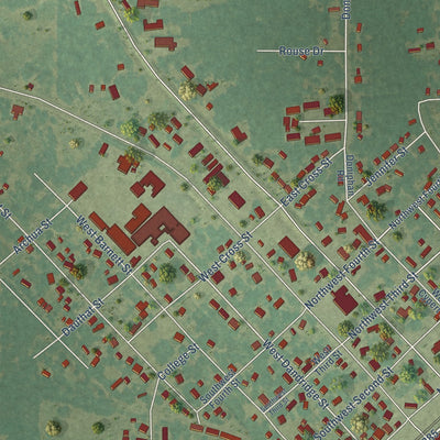 Close-up of the map of Kensett, Arkansas print showing street and building detail