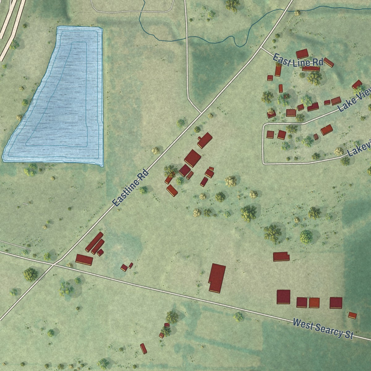 Second close-up of the map of Kensett, Arkansas print showing more streets and buildings