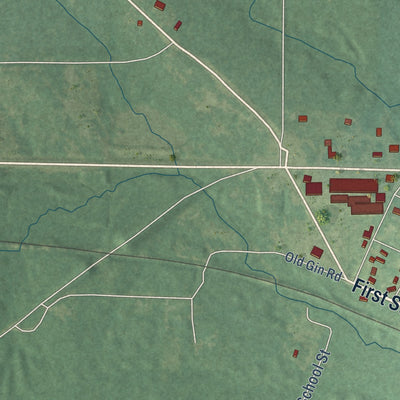 Second close-up of the map of Kingsland, Arkansas print showing more streets and buildings